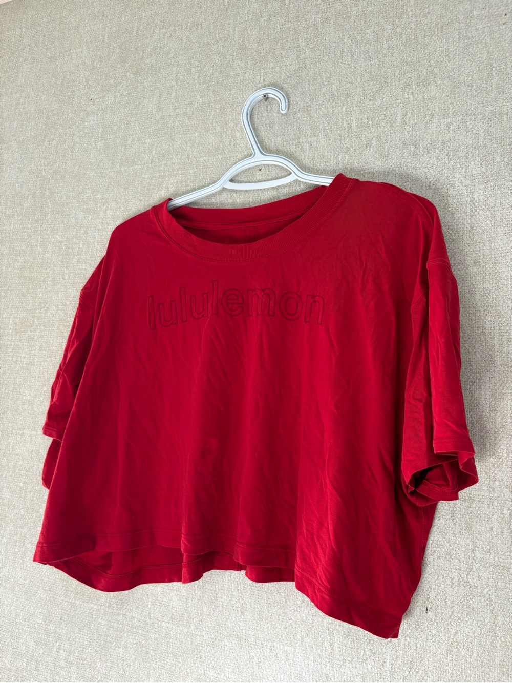 lululemon athletica Red Cropped Logo Tee